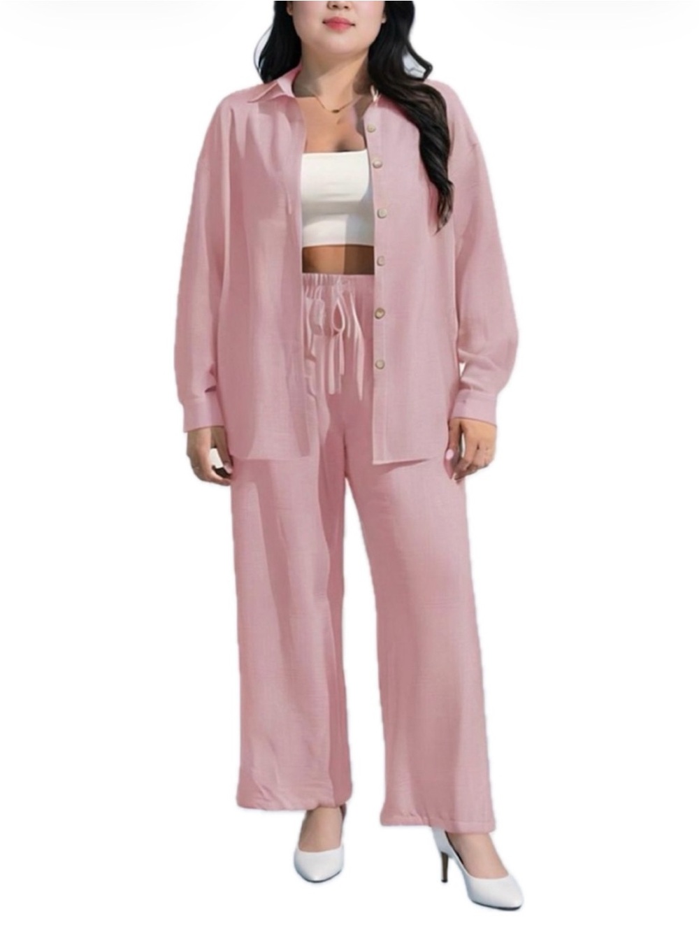 Bundle of 2: Women’s Wide-Leg Two-Piece Set (Pink & Chartreuse) XXL - Picture 2 of 14